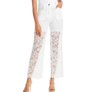 STAUD Louise white lace pants